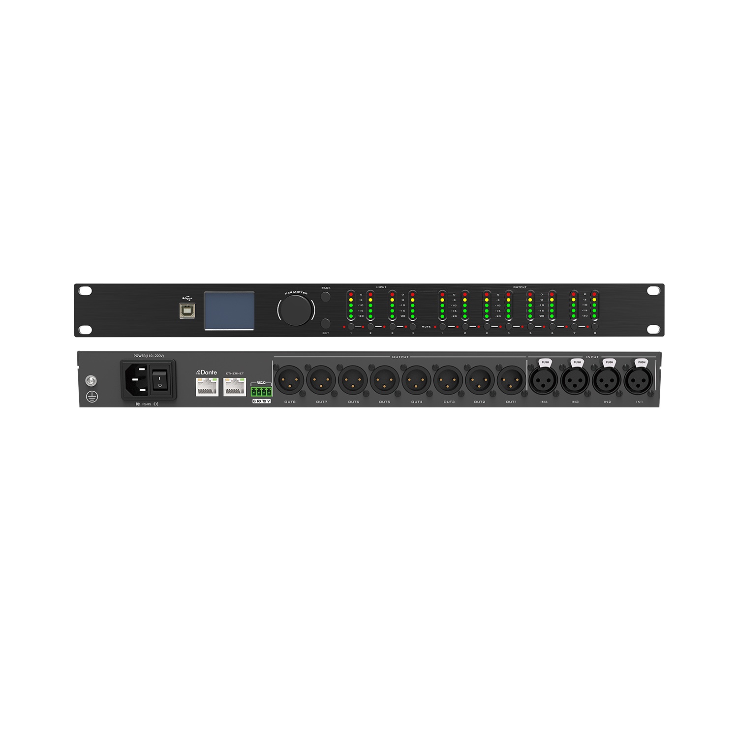 4 in 8 out Network Speaker Management Processor